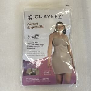 New Curveez Comfort Strapless Slip, CUR3878 Moderate Hold, Nude Benefits Charity